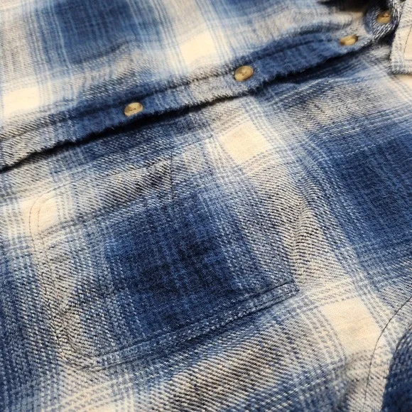 American Eagle Women XS Blue Plaid Ahh-Mazingly Soft Boyfriend Fit Flannel Shirt - Picture 3 of 11